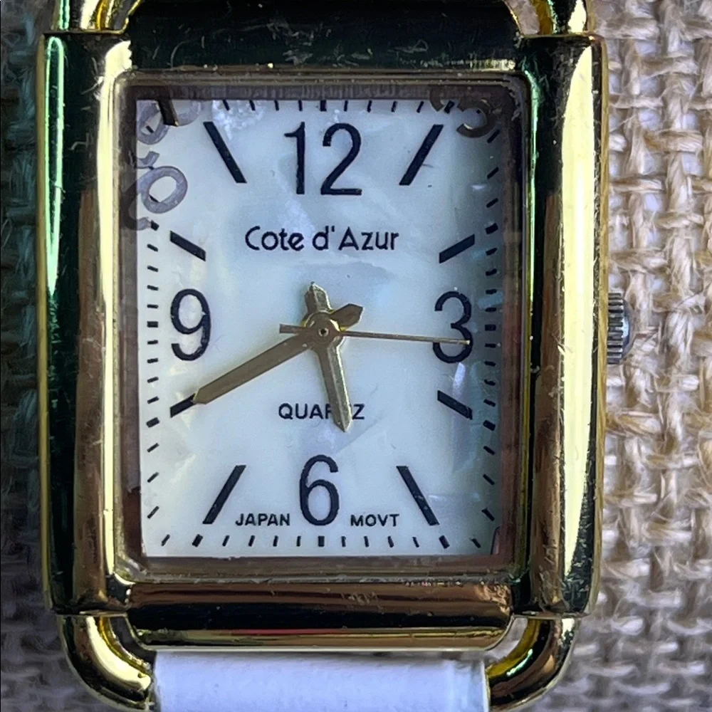 Cote d'Azur Gold and White Watch w/ floating numbers- Not Tested